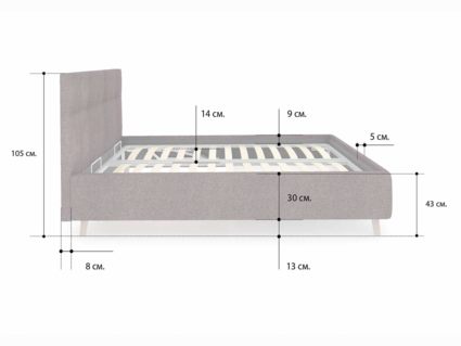 Кровать Сонум Bella Кашемир Латте (с подъемным механизмом) 180х190