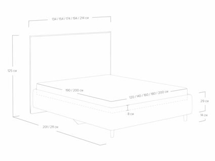 Кровать Сонум Eveline Рогожка Деним (с подъемным механизмом) 140х190