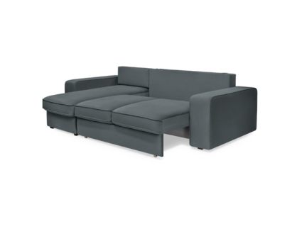 Диван Фиеста Мебель Монако с оттоманкой велюр Vivaldi 08 серый