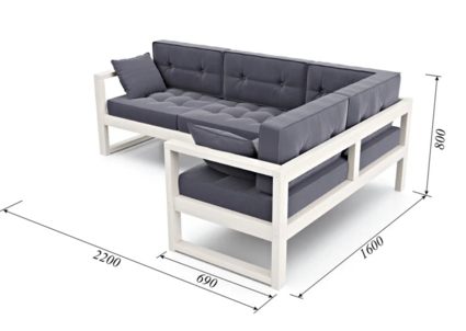 Диван Арско Астер угловой трехместный серый Длина 220 см