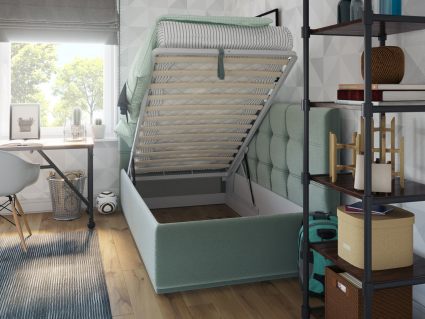 Кровать Nuvola Sabina угловая Velutto 26 (с подъемным механизмом) 200х200