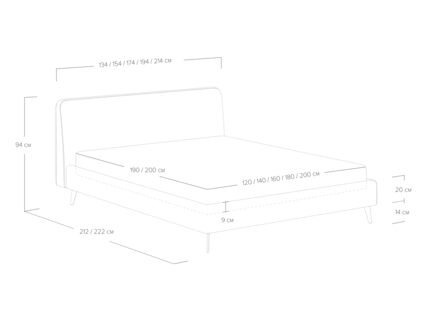 Кровать Сонум Boston Рогожка пепельный